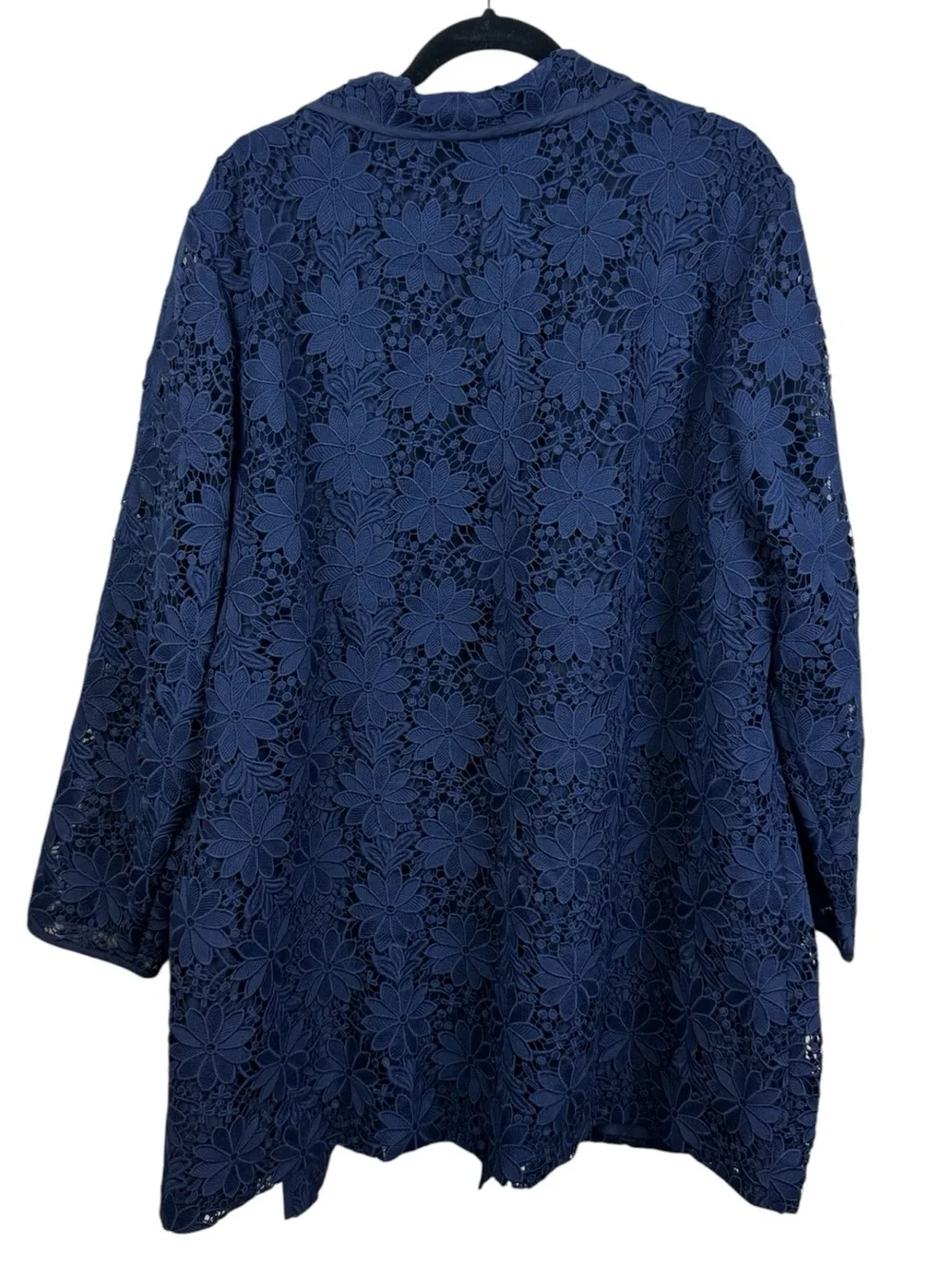 Jessica London Navy Floral Embroidered Lined Lace Blazer size 26W - Picture 2 of 5
